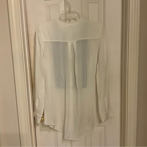 Veronica Beard silk tunic, ivory w/ black detailed embroidery, Long sleeve, Sz 4 - Picture 9 of 13